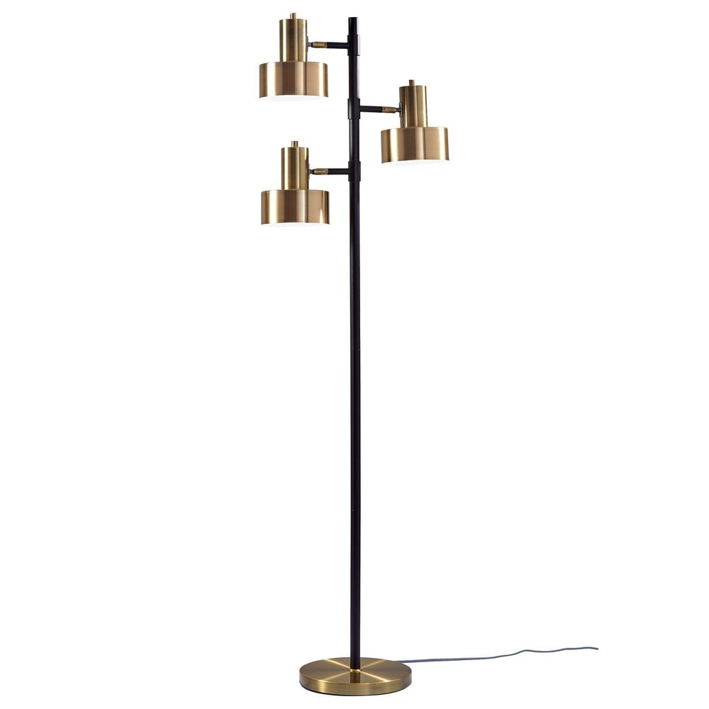 Adesso Clayton Tree Lamp in Matte Black and Antique Brass, , large