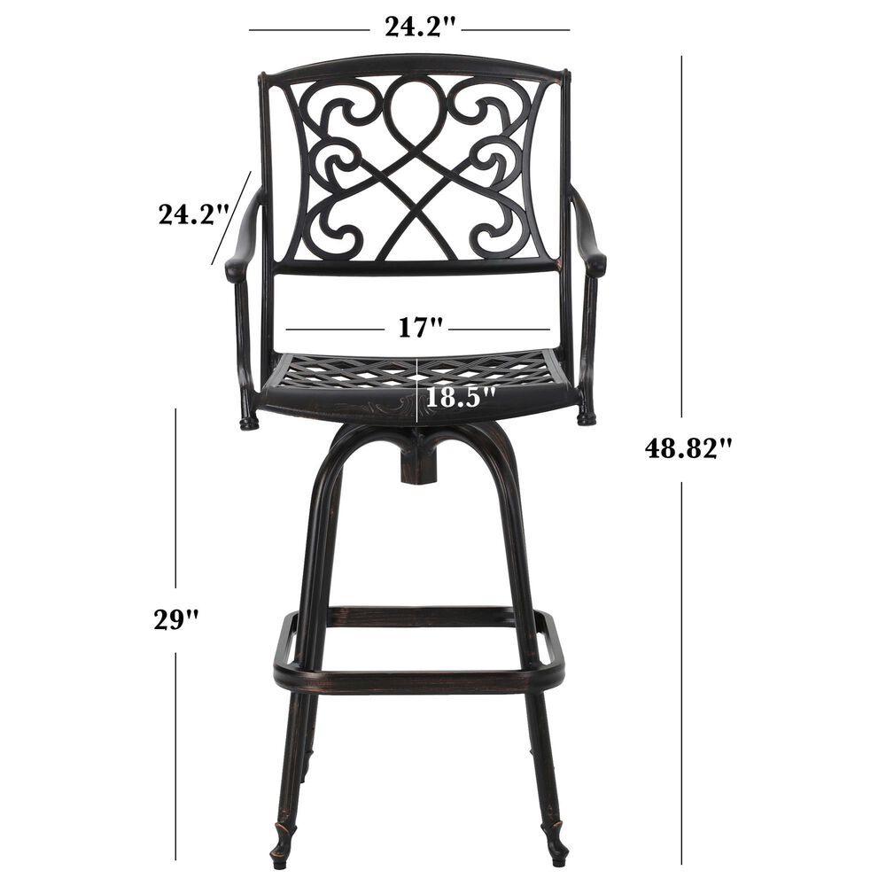 Noble House Santa Maria Patio Barstool in Bronze &#40;Set of 2&#41;, , large