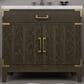 Lexora Home Laurel 36" Single Bathroom Vanity in Brown Oak with White Carrara Marble Top and Rectangular Sink, , large