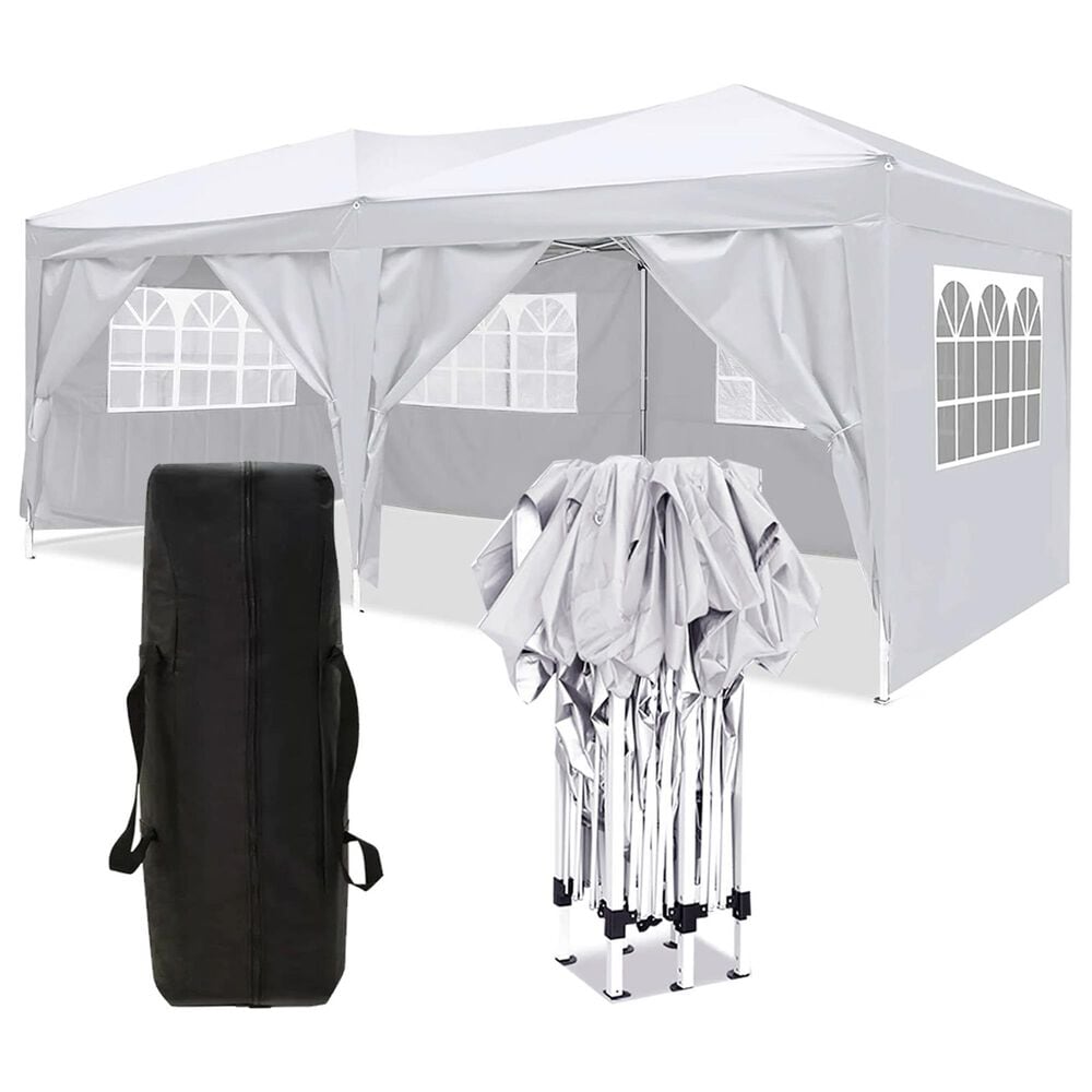 HOMLUX 10' x 20' Outdoor Pop Up Canopy Gazebo for Party in White, , large