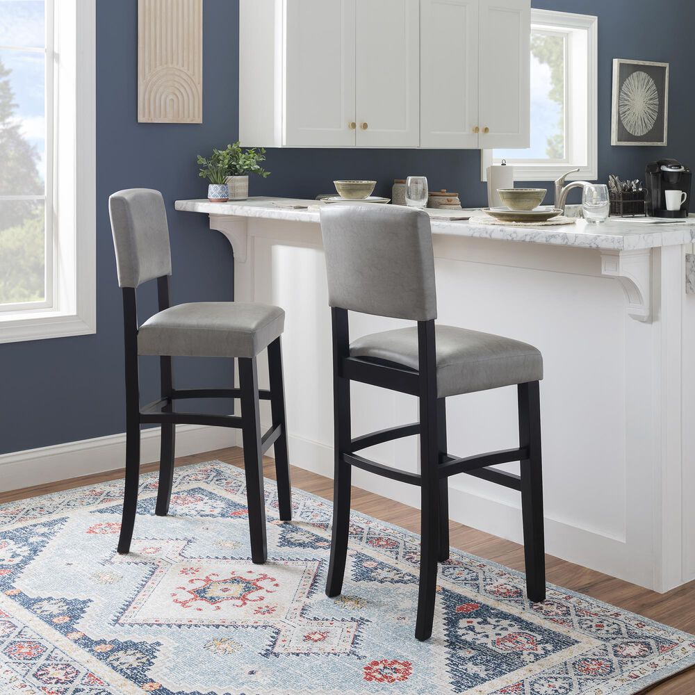 Linon Home Decor Monaco Bar Stool with Dove Gray Cushion in Black, , large