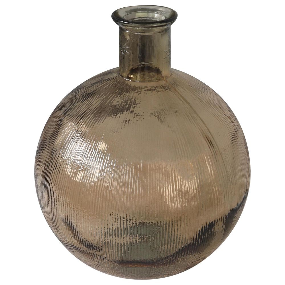 Maple and Jade Ribbed Decorative Vase in Tinted Brown, , large