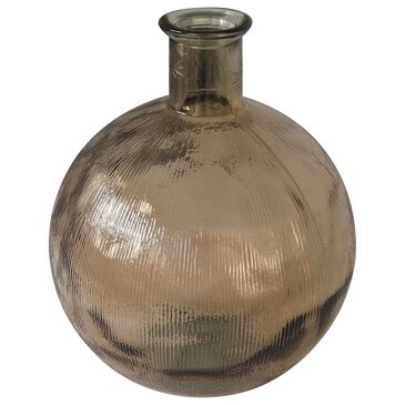 Maple and Jade Ribbed Decorative Vase in Tinted Brown, , large