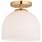 Vaxcel Shelby 1-Light Semi Flush Mount with Frosted White Opal Glass Shade in Natural Brass, , large