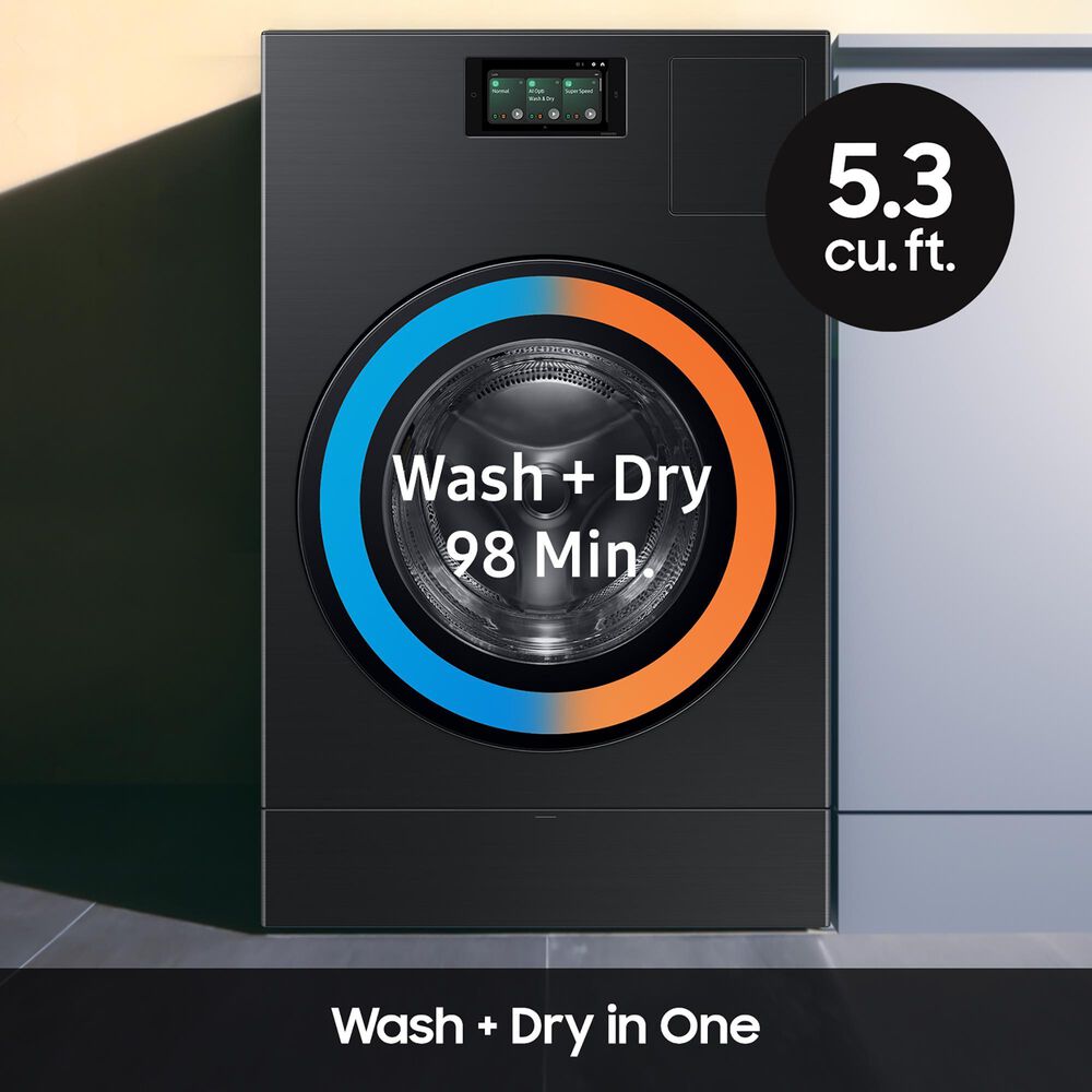 Samsung Bespoke 5.3 Cu. Ft. All-in-One Ultra Washer with AI Laundry Ventless Heat Pump Dryer Combo in Brushed Black, , large