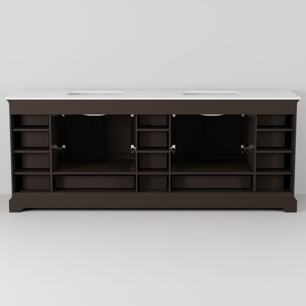 Lexora Home Dukes 84" Double Bathroom Vanity in Espresso with 2 cm White Cultured Marble Top and Rectangular Sinks, , large