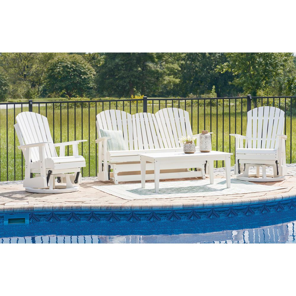 Ashley Hyland Wave Patio Glider Loveseat in White, , large