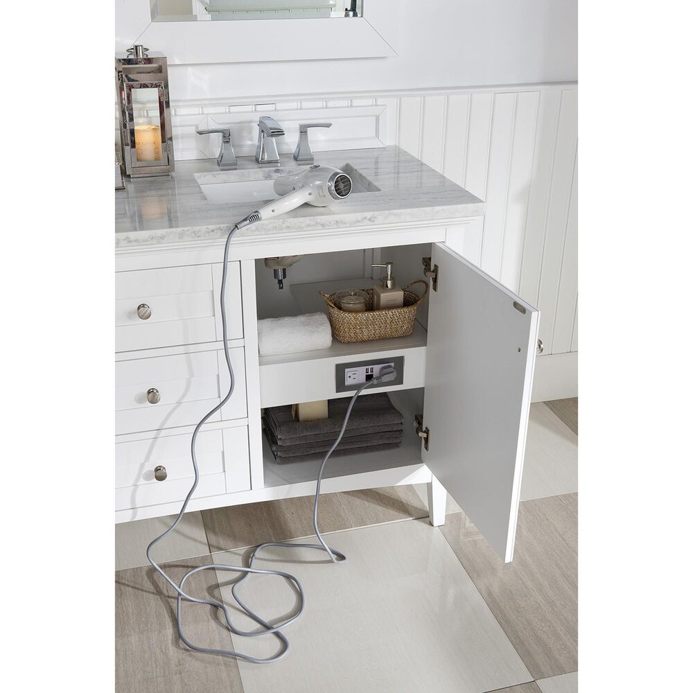 James Martin Vanities Palisades 60&quot; Double Bathroom Vanity in Bright White with 3 cm Arctic Fall Solid Surface Top and Rectangular Sinks, , large