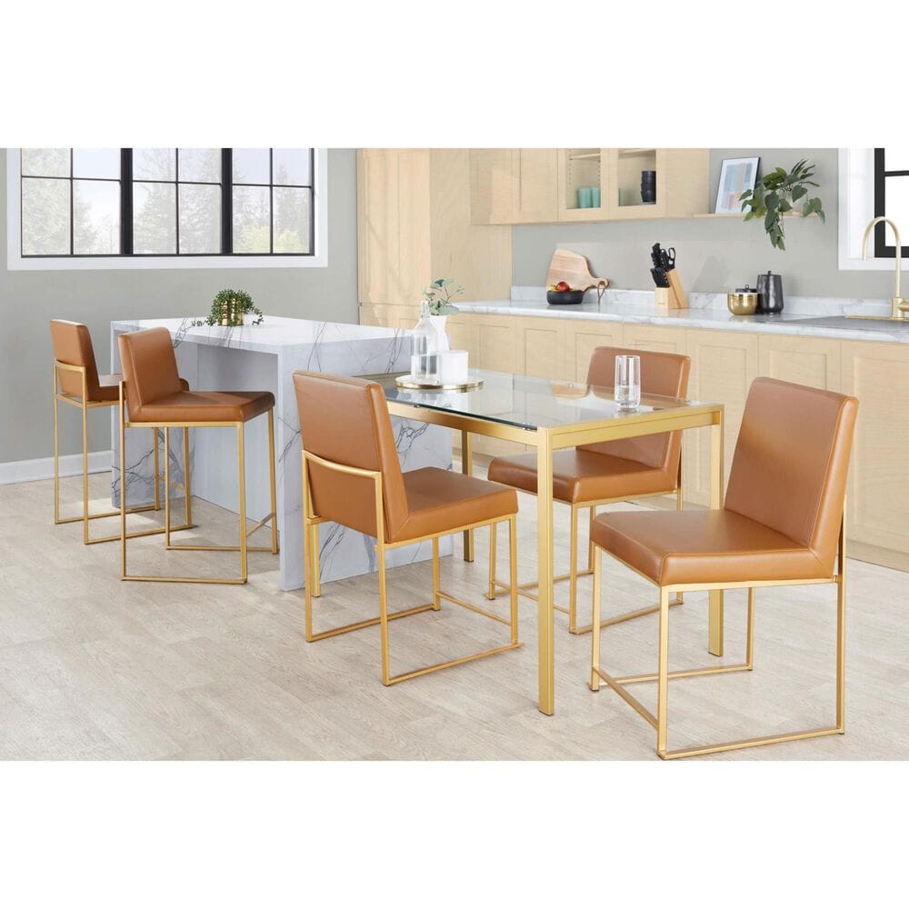 Lumisource Fuji Side Chair with Camel Cushion in Gold (Set of 2), , large