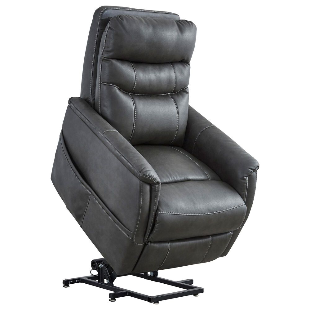 Ashley Strawbill Power Lift Recliner in Shadow, , large