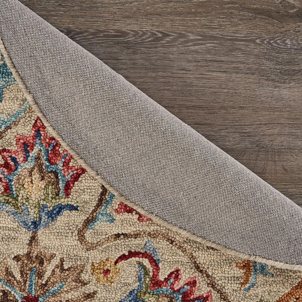 L&amp;R Resources Sinuous Floral Oasis 4&#39; Round Beige Area Rug, , large