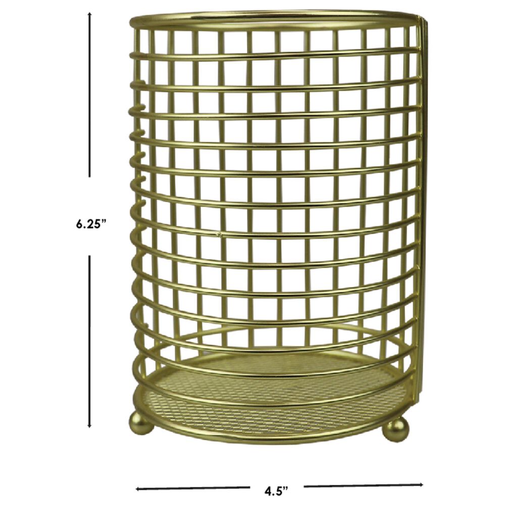 Home Basics Halo Cutlery Holder with Mesh Bottom in Gold Matte, , large