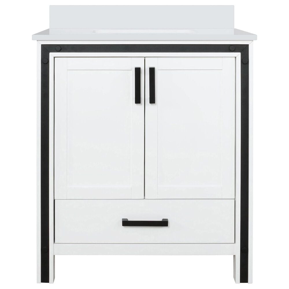 Lexora Home Ziva 30&quot; Single Bathroom Vanity in White with 2 cm White Cultured Marble Top and Rectangular Sink, , large