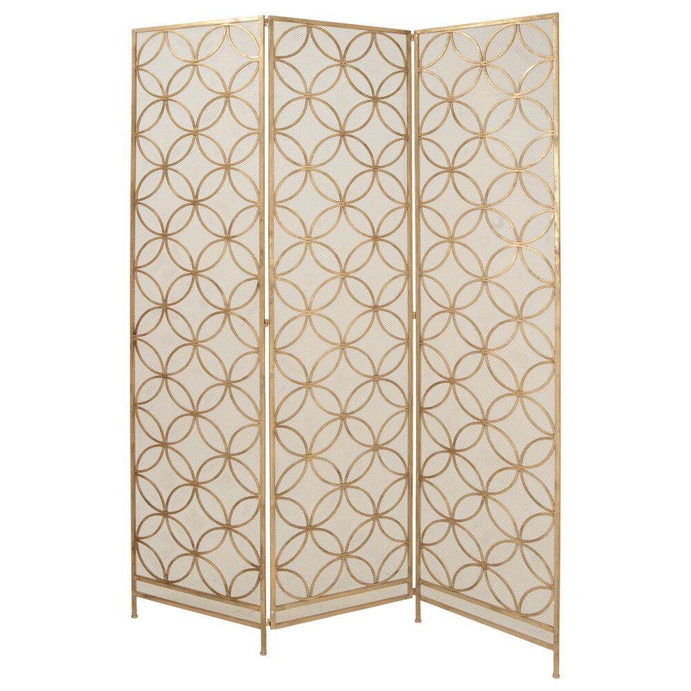 Maple and Jade Geometric Room Divider Screen in Brass, , large
