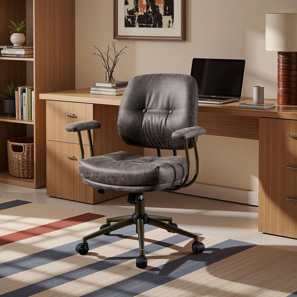 HOMLUX Executive Office Chair with Suede Fabric Cushion in Gray, , large