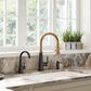 Kohler Tone Pull-Down Kitchen Sink Faucet in Matte Black and Brushed Moderne Brass, , large
