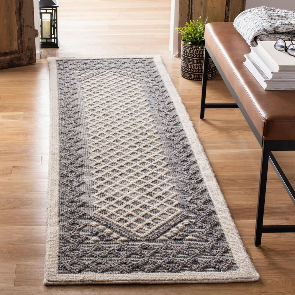 Safavieh Natura 2&#39;3&quot; x 8&#39; Cream and Navy Runner, , large