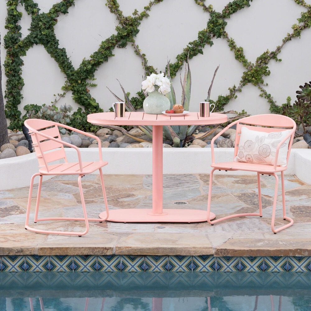 Hearth and Haven Santa Monica 3-Piece Outdoor Bistro Set in Coral, , large