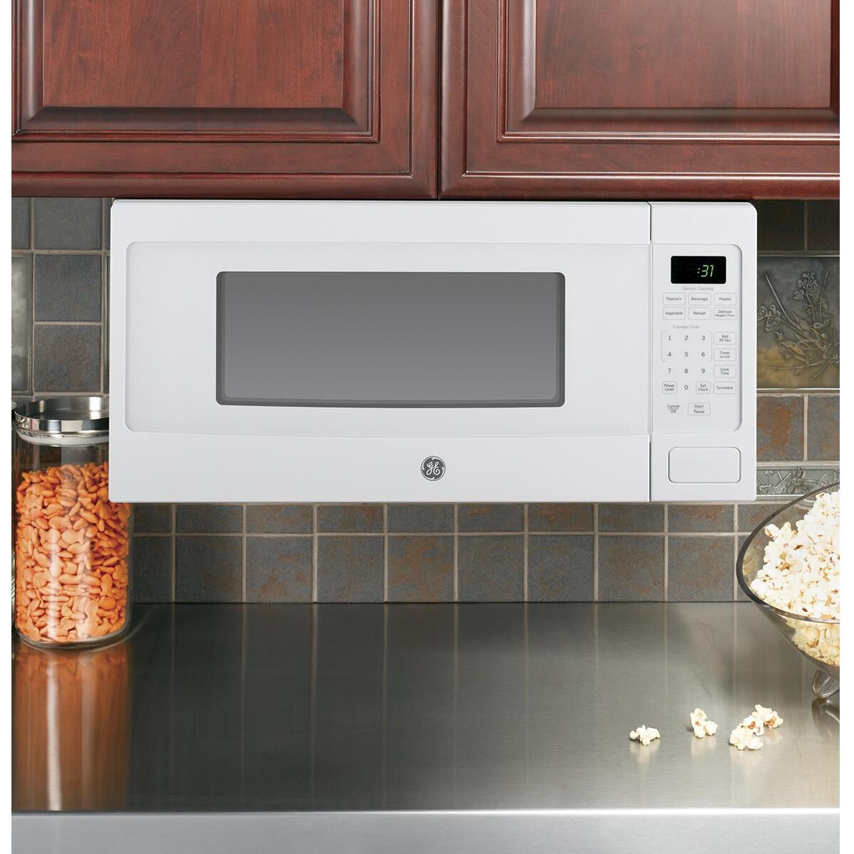 Ge profile countertop microwave on sale with trim kit
