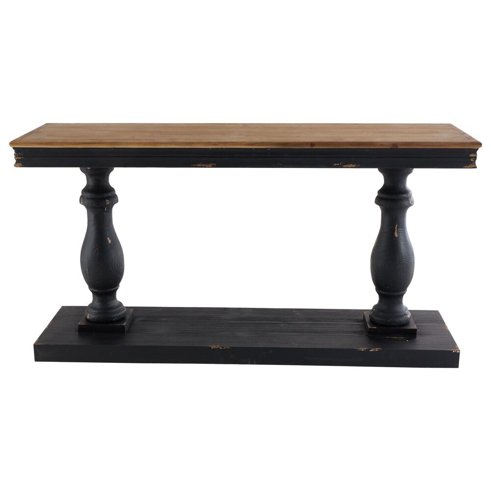 Maple and Jade Console Table in Distressed Black and Brown, , large