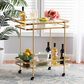 Baxton Studio Destin 2-Tier Mobile Wine Bar Cart in Brushed Gold and Clear, , large