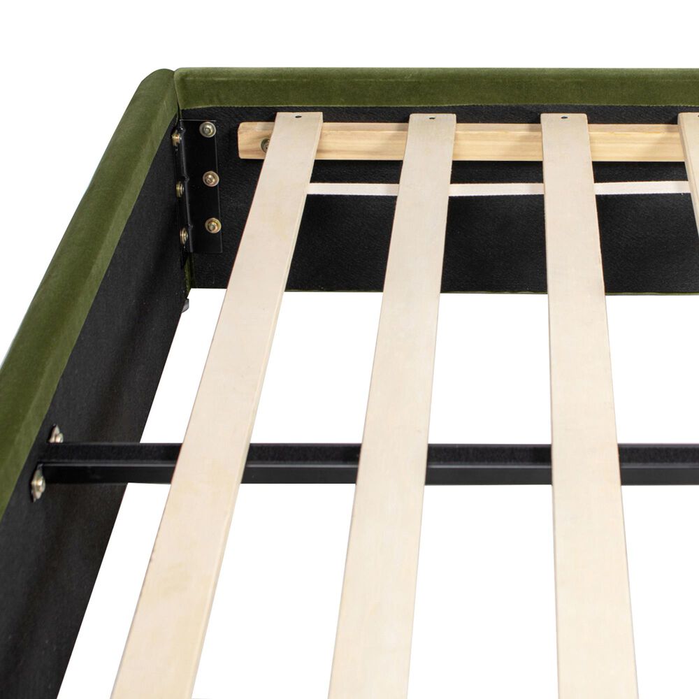 Jennifer Taylor Home Archie Puffy Grounded Queen Upholstered Platform Bed in Olive Green, , large