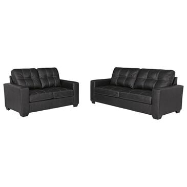 Ashley Barlin Mills Stationary Sofa and Loveseat Set in Carbon, , large
