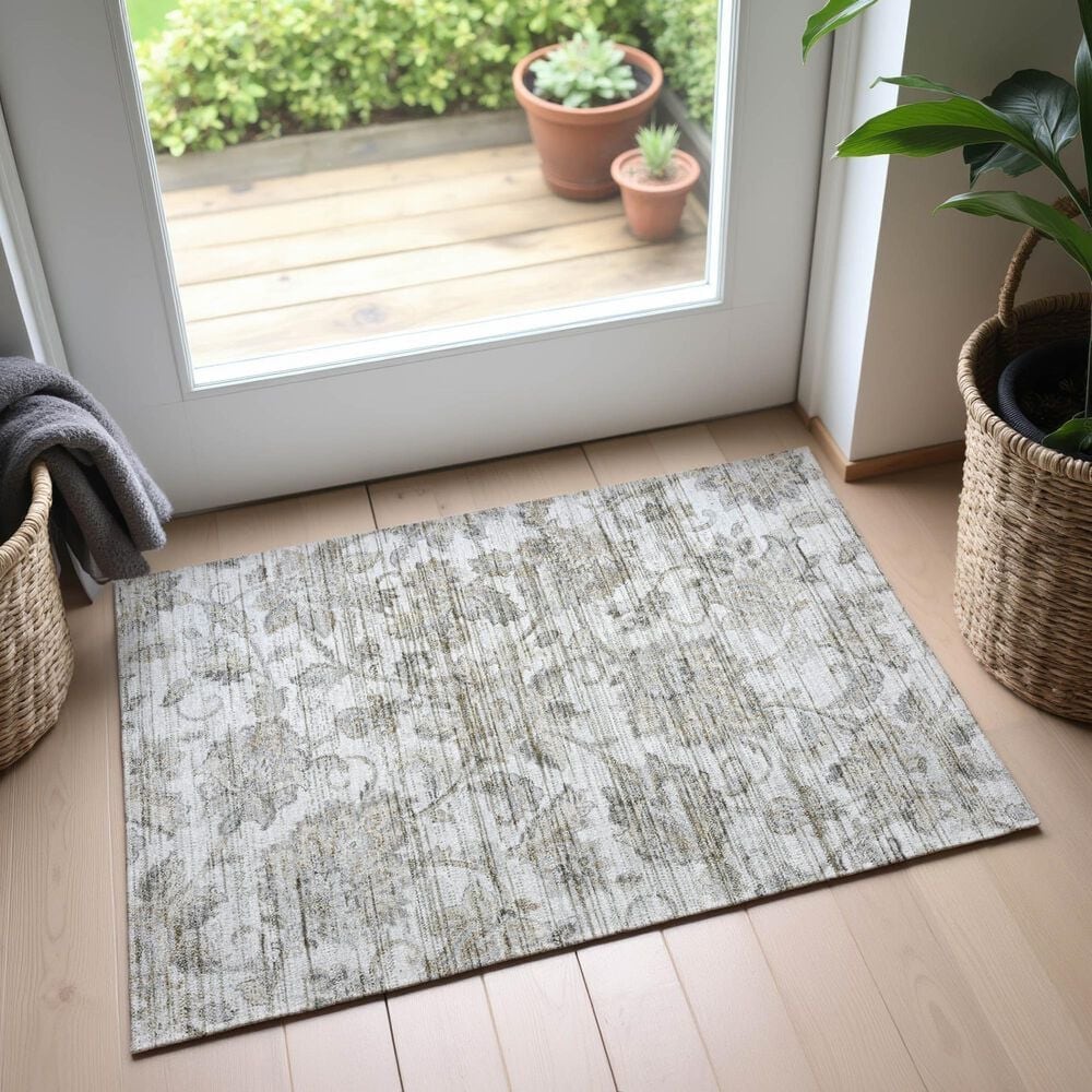 Dalyn Rug Company Silk Road Linen, Ivory, Taupe, Beige and Silver 1&#39;8&quot; x 2&#39;6&quot; Area Rug, , large
