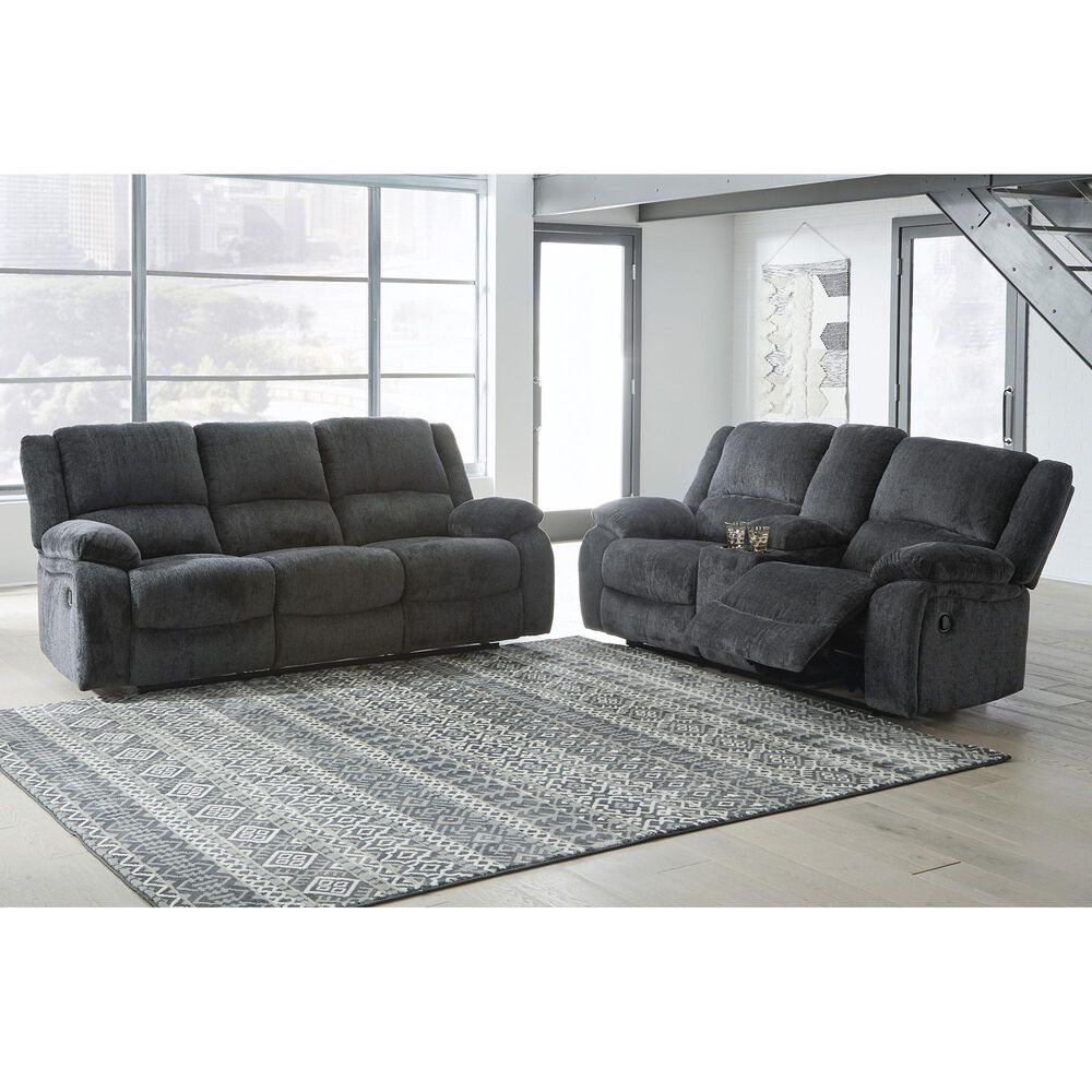Ashley Draycoll Manual Reclining Sofa and Loveseat Set in Slate, , large