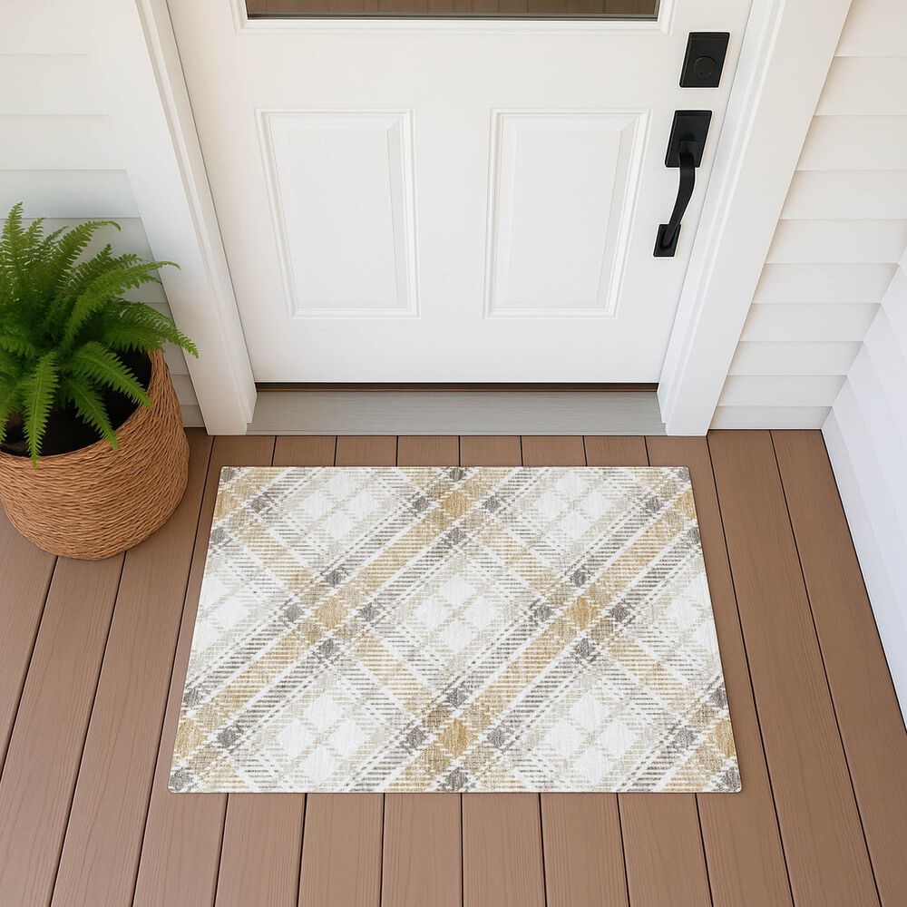 Dalyn Rug Company Soft Essentials Plaid Ivory 2'6" x 3'10" Indoor/Outdoor Area Rug, , large