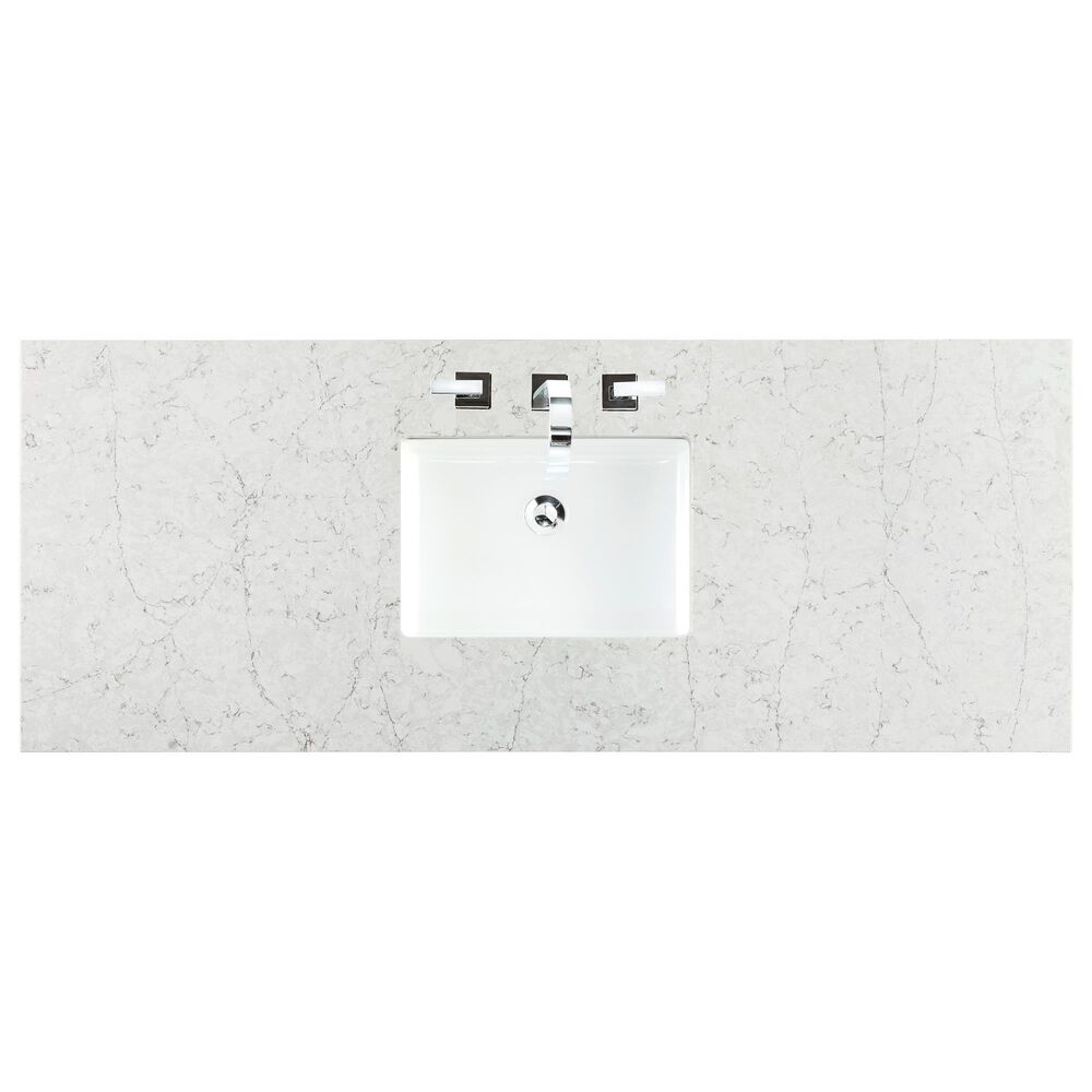 James Martin Vanities Breckenridge 60" Single Bathroom Vanity in Smokey Celadon with 3 cm Eternal Jasmine Pearl Quartz Top, Rectangular Sink and FreePower Wireless Charger, , large