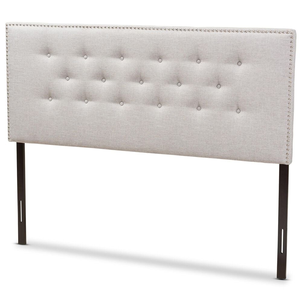 Baxton Studio Windsor King Upholstered Headboard in Greyish Beige, , large