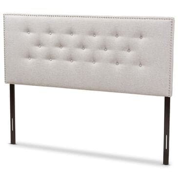 Baxton Studio Windsor King Upholstered Headboard in Greyish Beige, , large