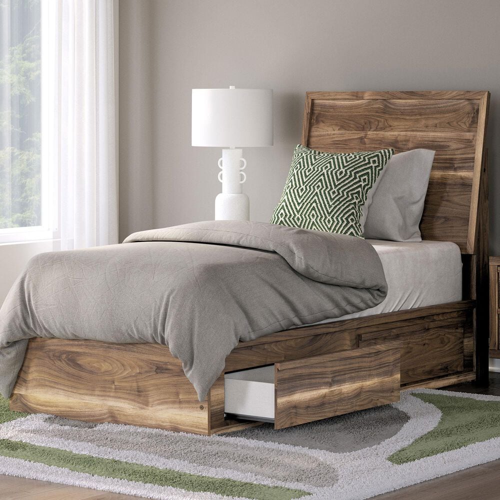 Ashley Chirason Twin Panel Bed with Storage in Brown, , large