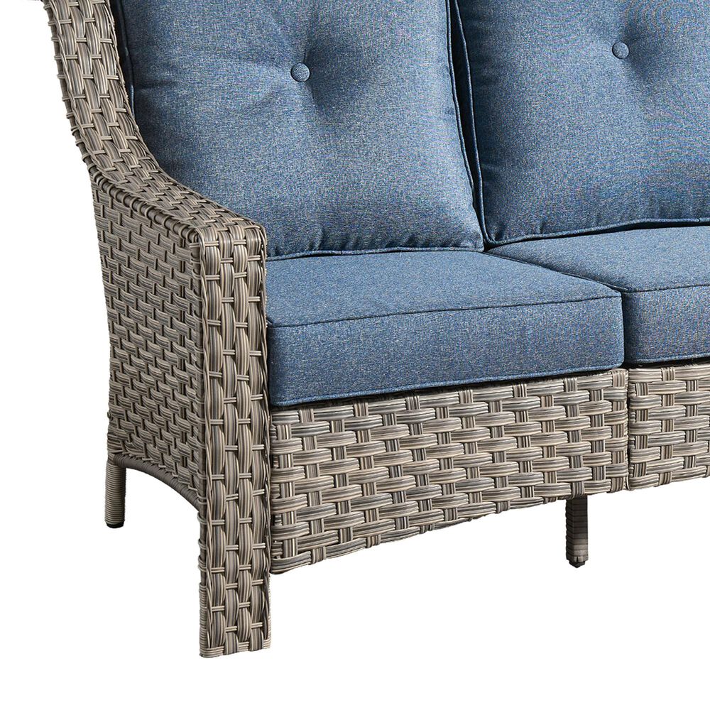 HOMLUX Outdoor Wicker Conversation Sofa in Denim Blue, , large