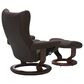 Stressless Wing Small Classic Glider Chair and Ottoman with Brown Base in Paloma Chestnut, , large