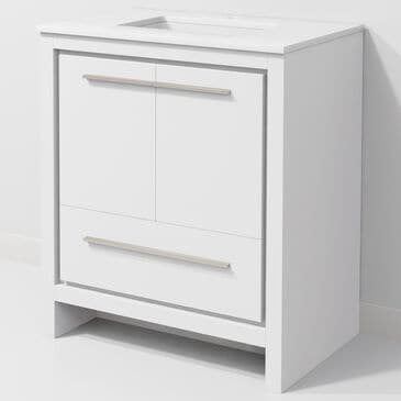 Lexora Home Lafarre 30" Single Bathroom Vanity in White with 2 cm White Cultured Marble Top and Rectangular Sink, , large