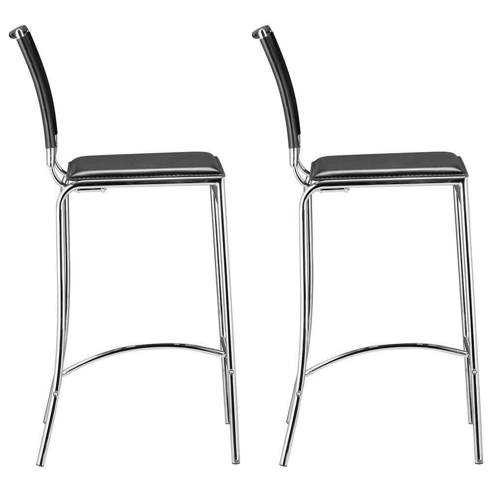 Zuo Modern Soar Bar Stools in Black and Silver &#40;Set of 2&#41;, , large