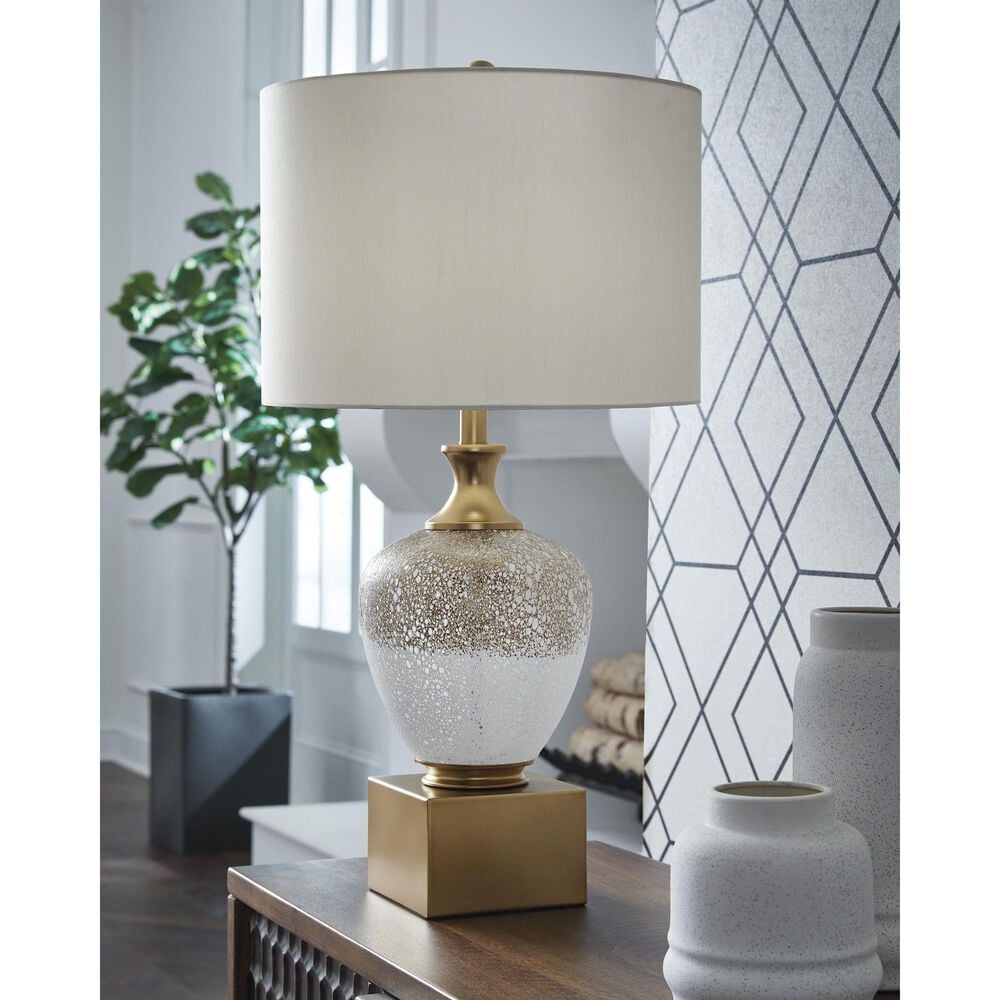 Ashley Tavisburg Table Lamp in Brown, White and Gold, , large
