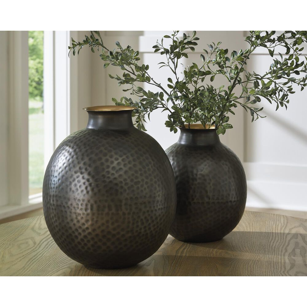 Ashley Woody 14.88" Vase in Pewter and Gold, , large
