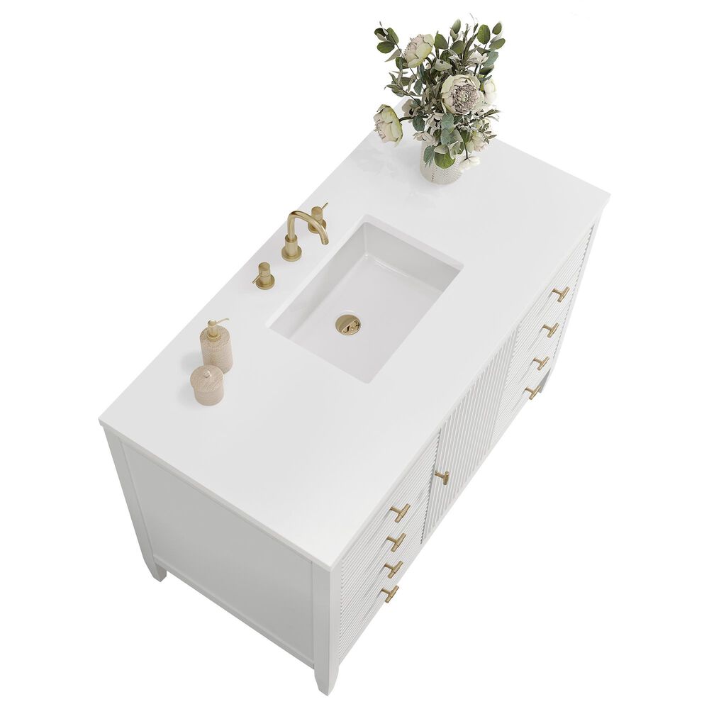 James Martin Vanities Myrrin 48&quot; Vanity in Bright White with 3 cm White Zeus Quartz Top, , large