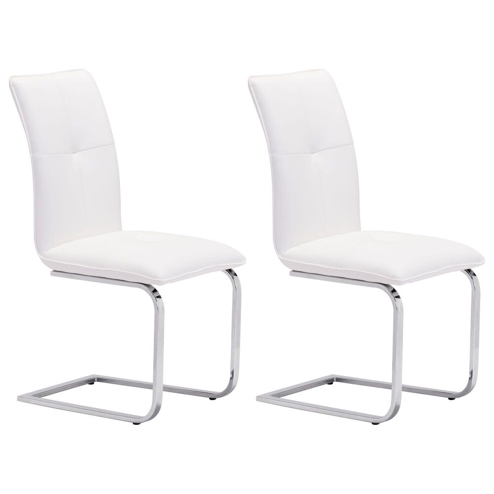 Zuo Modern Anjou Dining Chair in White/Silver (Set of 2), , large