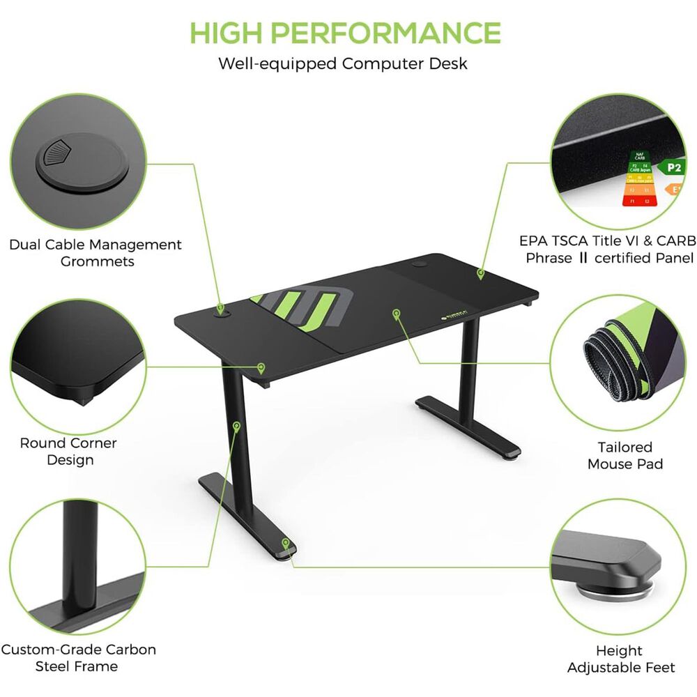 Eureka Ergonomics 47&#39;&#39; Gaming Desk in Black, , large