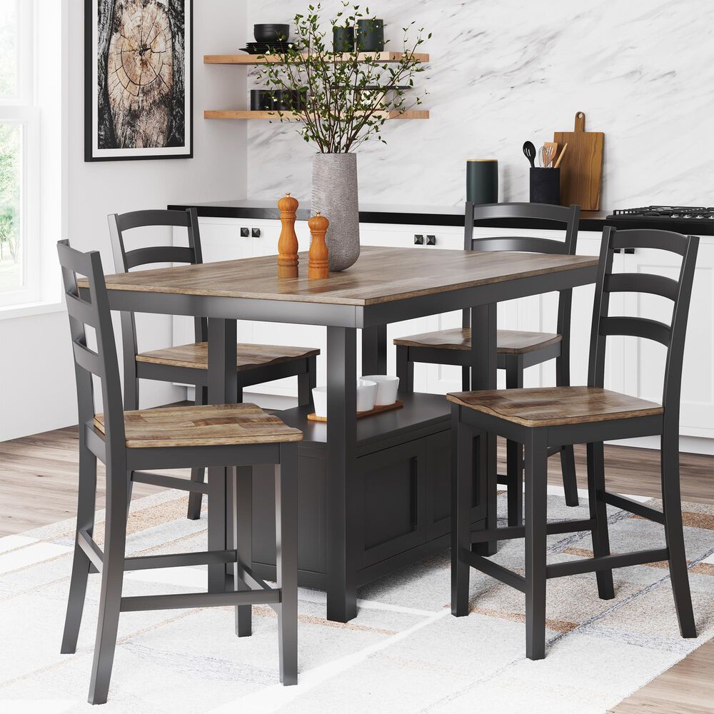Ashley Wildenauer Counter Height Dining Table in Brown and Satin Black - Table Only, , large