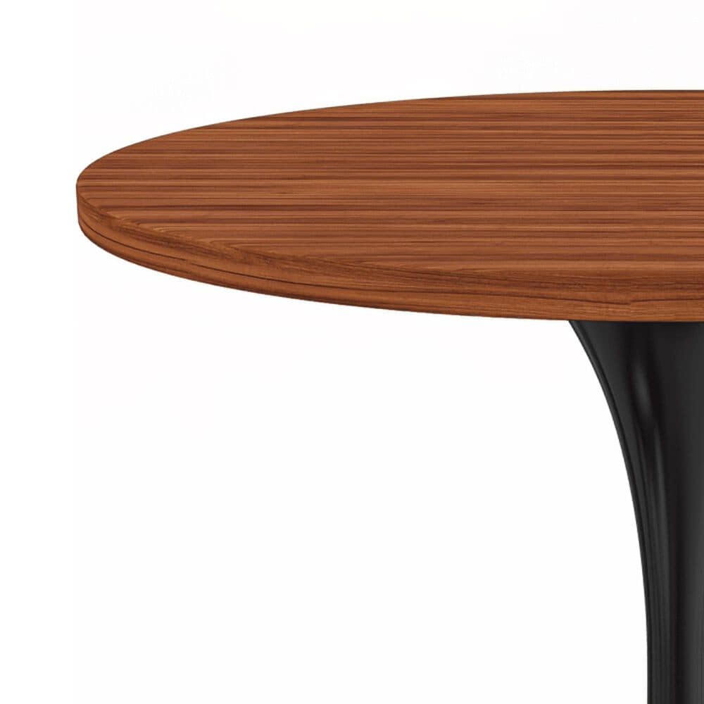Leisuremod LeisureMod Verve Collection 36 Round Dining Table, Black Base with Cognac Brown MDF Top, , large