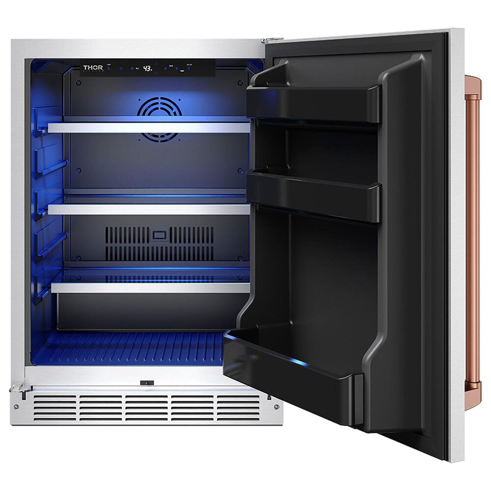 Thor Kitchen Gordon Ramsay 5 Cu. Ft. Outdoor Undercounter Beverage Cooler with Rose Gold Handle Kit in Stainless Steel, , large