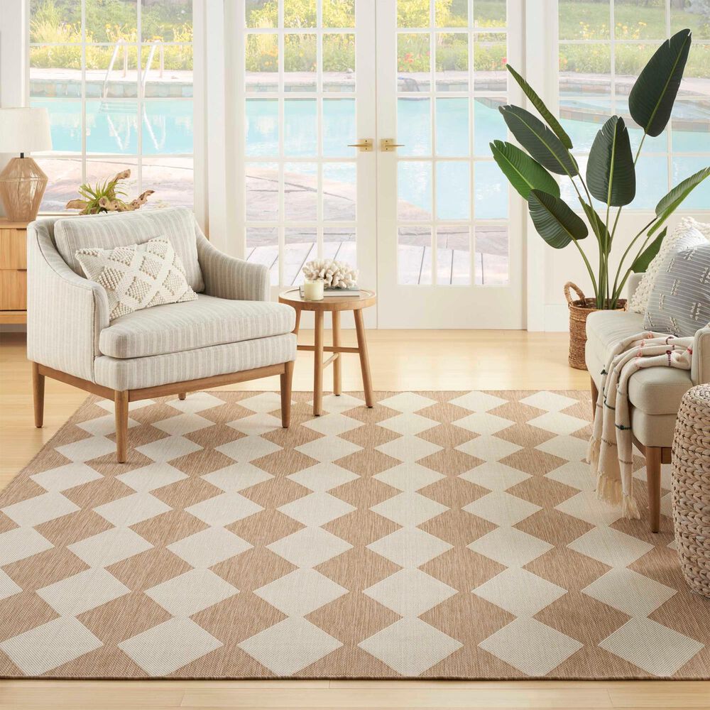 Nourison Positano Geometric Jute 6&#39; x 9&#39; Indoor/Outdoor Area Rug, , large