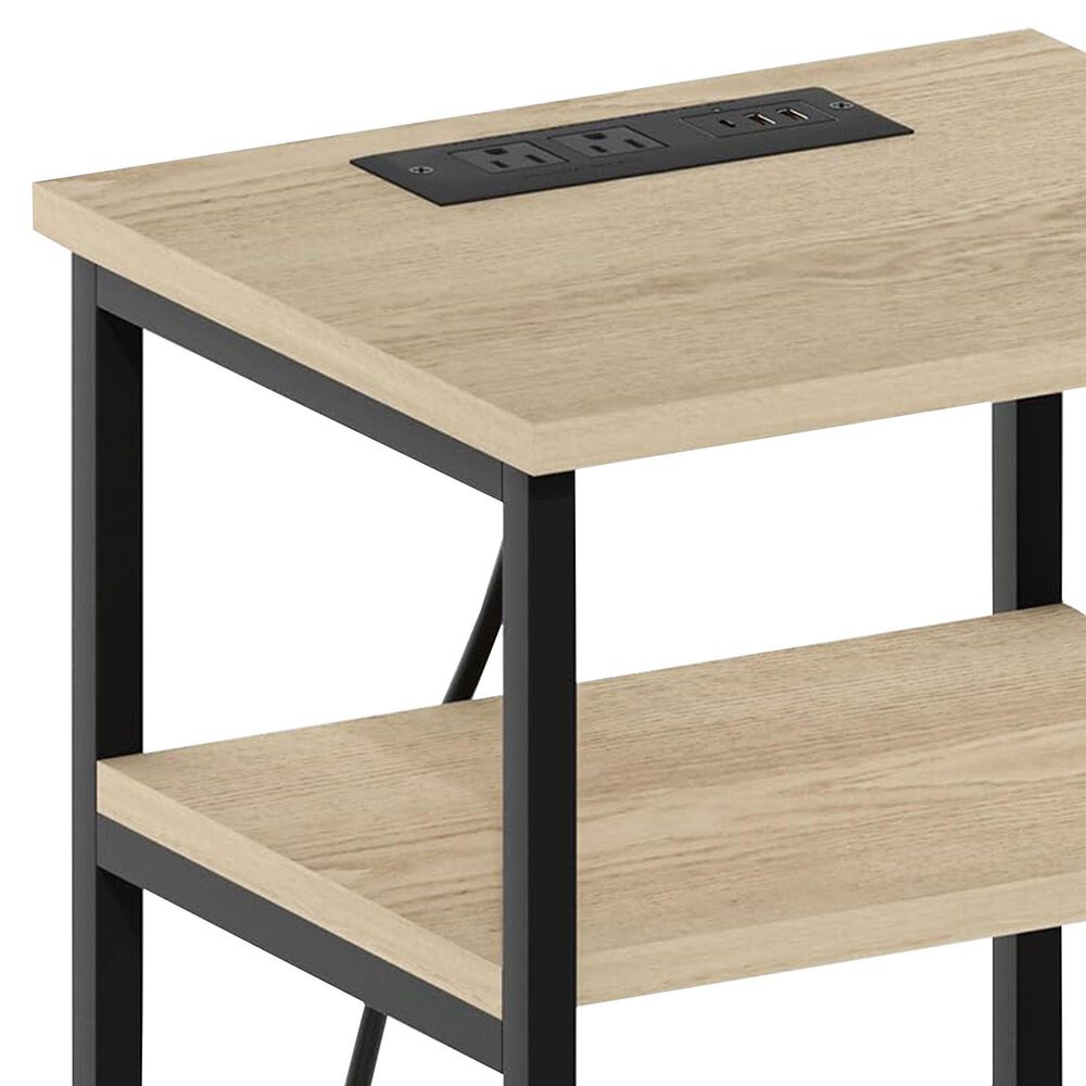 HOMLUX 22.7" 3-Tier End Table in Bauhaus Oak and Black, , large