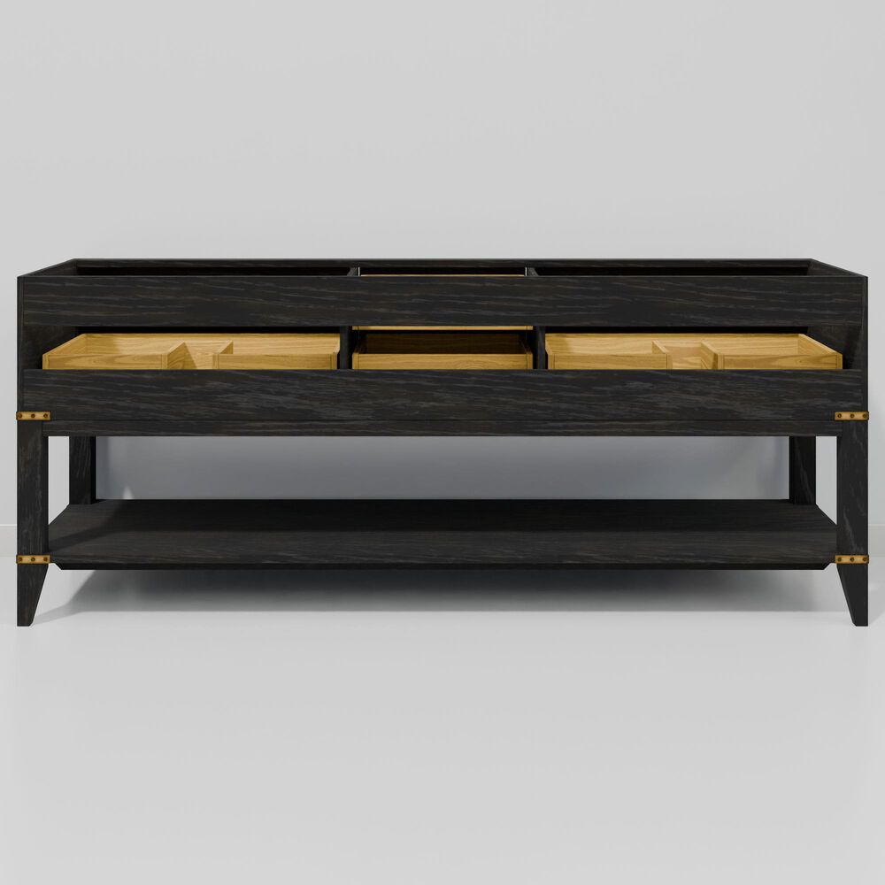 Lexora Home Norwalk 80&quot; Double Bathroom Vanity in Black Oak with White Carrara Marble Top and Rectangular Sinks, , large