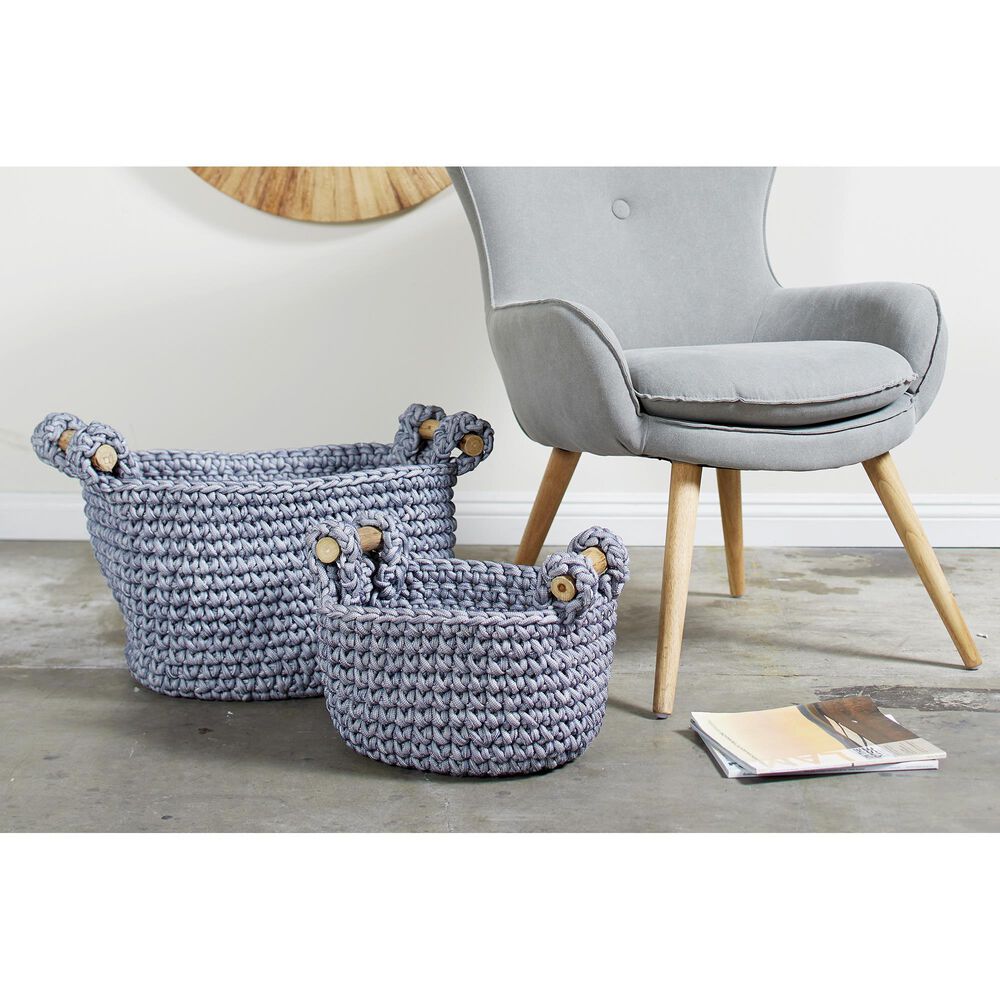 Maple and Jade Bohemian Storage Basket in Grey &#40;Set of 2&#41;, , large